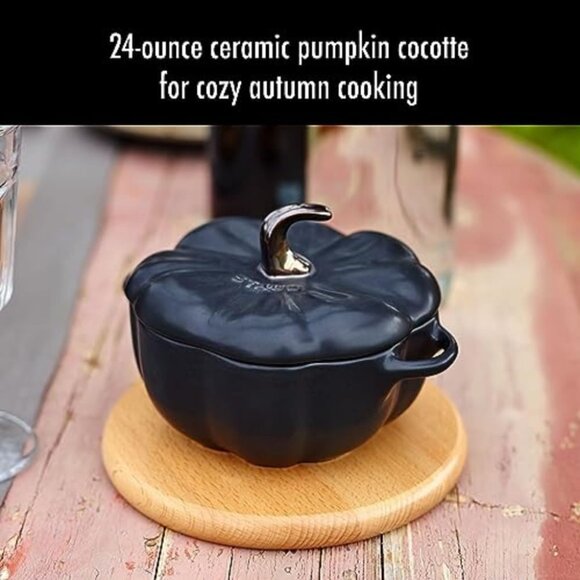 Ceramic 0.75-qt Petite Ceramic Pumpkin, Oven & Stove Safe up to 572°F, Pumpkin D - Picture 3 of 9